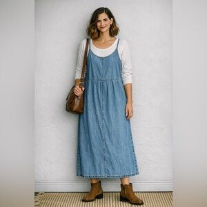 Vintage 90s CDC Denim Maxi Dress & White Top Set | Made in USA
